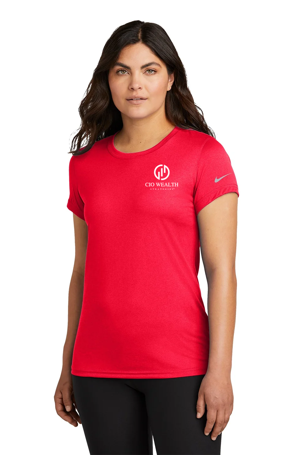 Nike Ladies Swoosh Sleeve rLegend Tee, University Red [CIO Wealth Strategies]