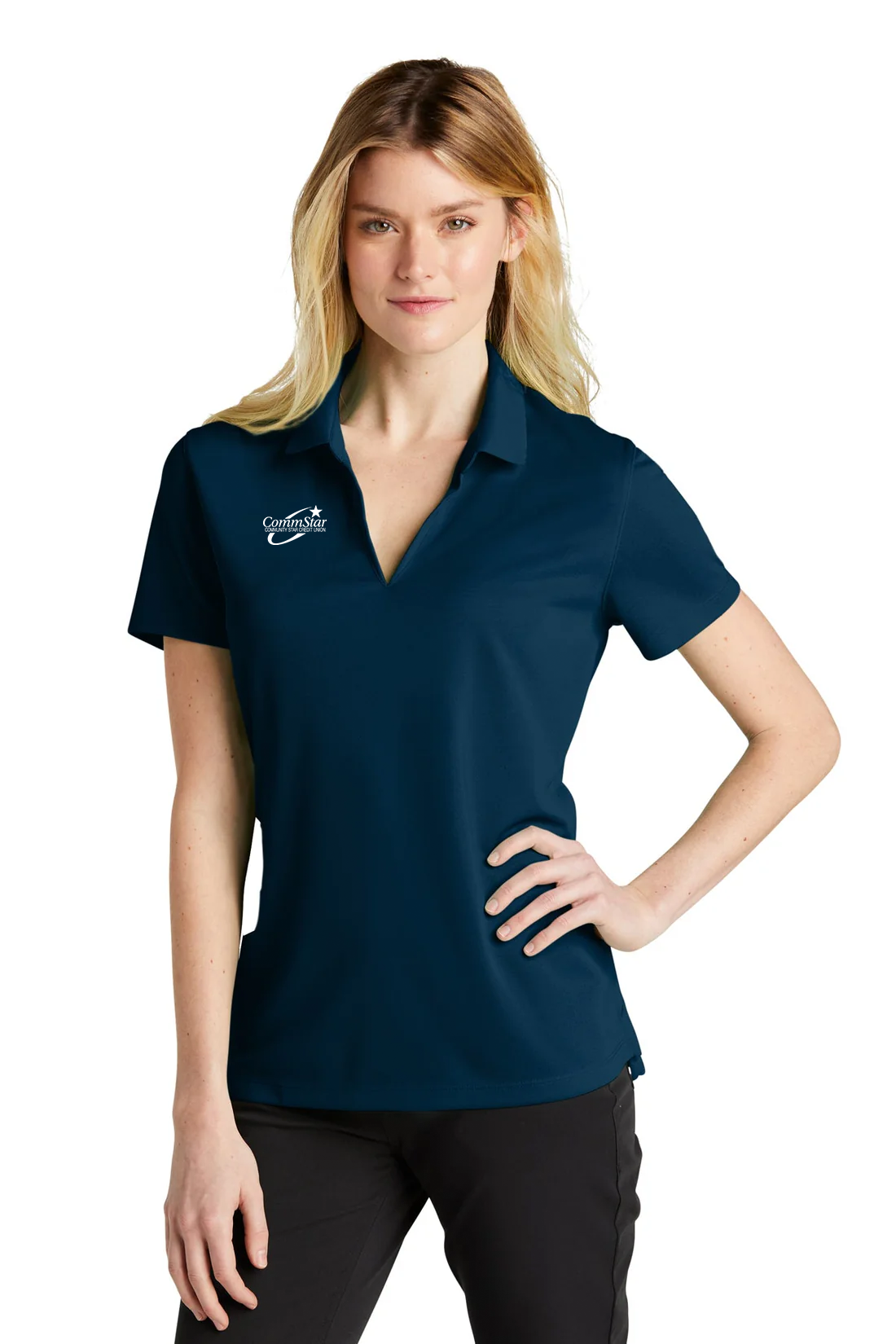 Nike Ladies Dri-FIT Micro Pique Polo, Navy [CommStar Credit Union]