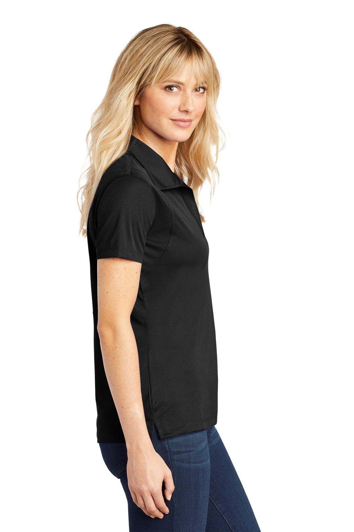 Sport-Tek Ladies Micropique Branded Sport-Wick Polos, Black [Eastside Vocational Services, Inc.]