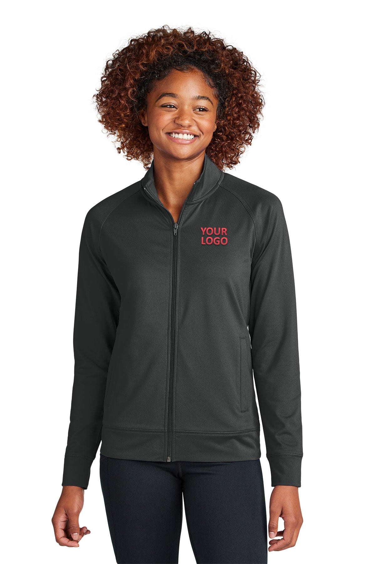 Sport-Tek Women's Custom Sport-Wick Stretch Cadet Jackets, Charcoal Grey