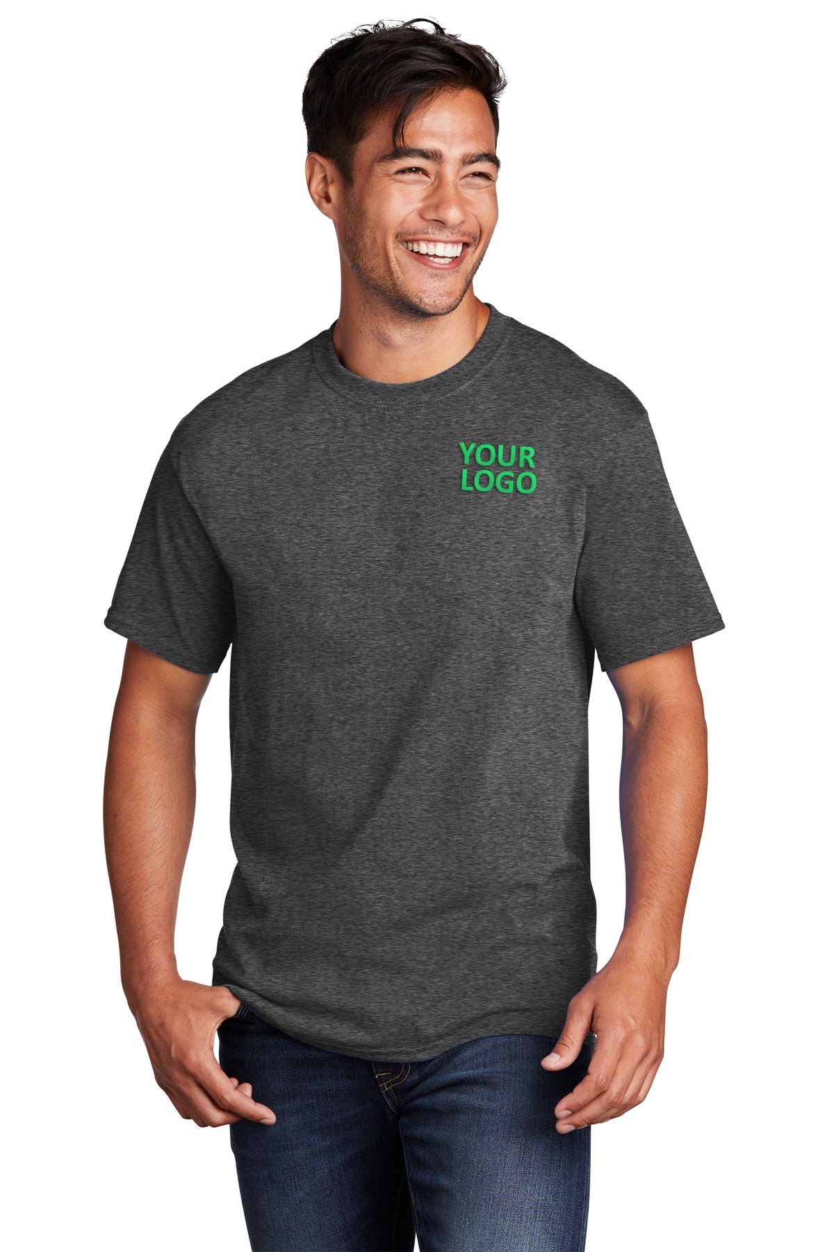 Port & Company Core Cotton Customized Tee's, Dark Heather Grey* [Infintium Inc.]