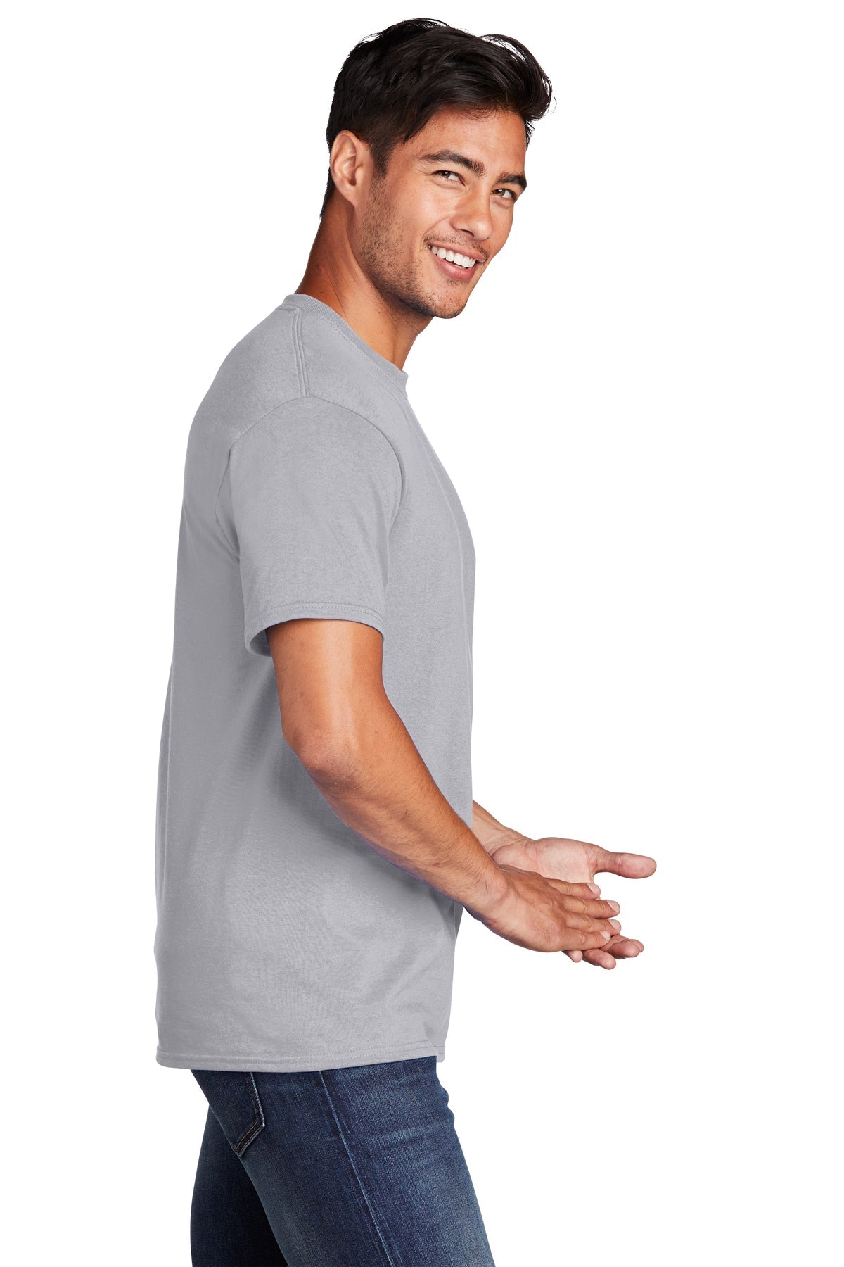 Port & Company Core Cotton Custom Tee's, Silver [Infintium Inc.]
