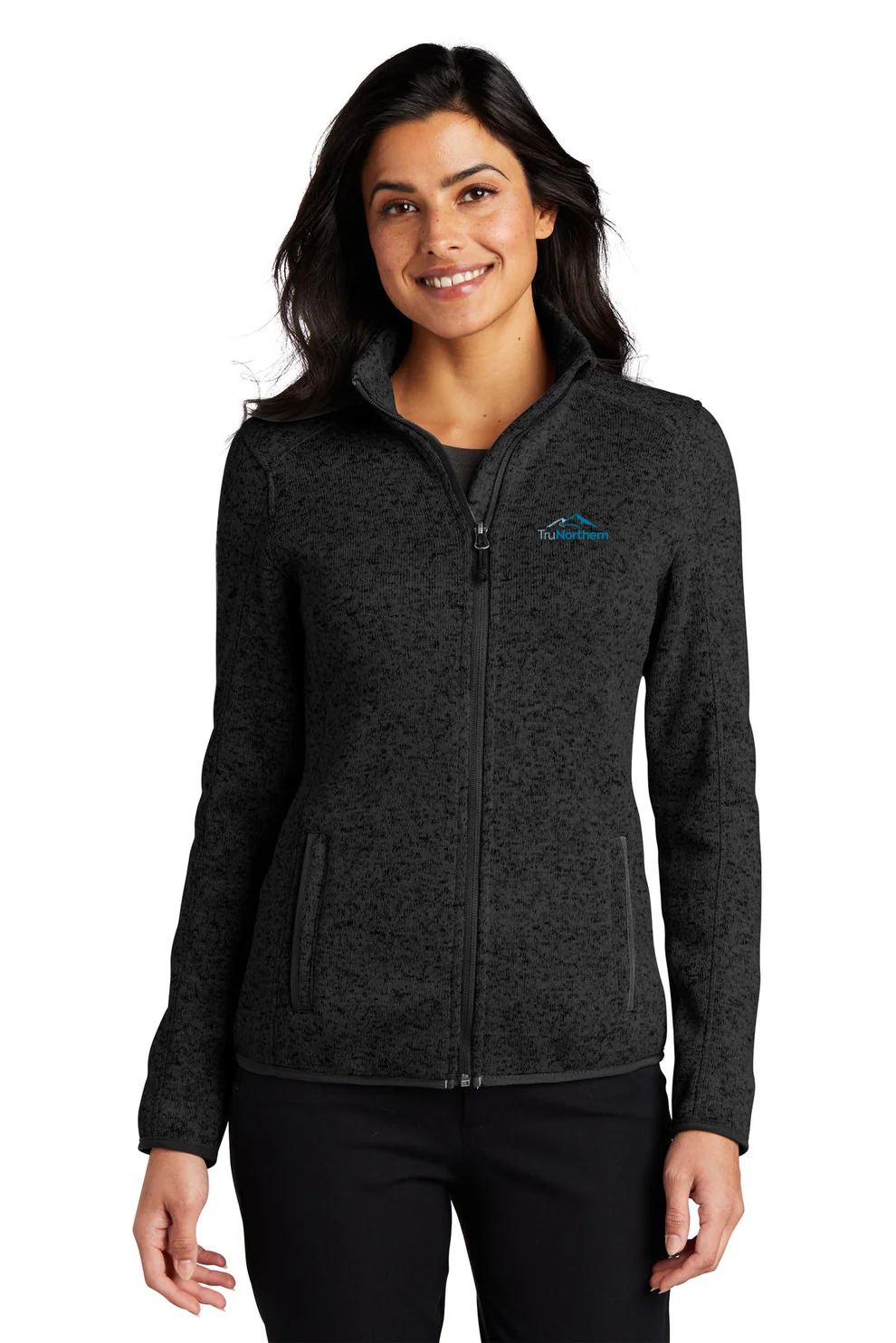 Port Authority Ladies Sweater Fleece  Jacket, Black Heather [TruNorthern]