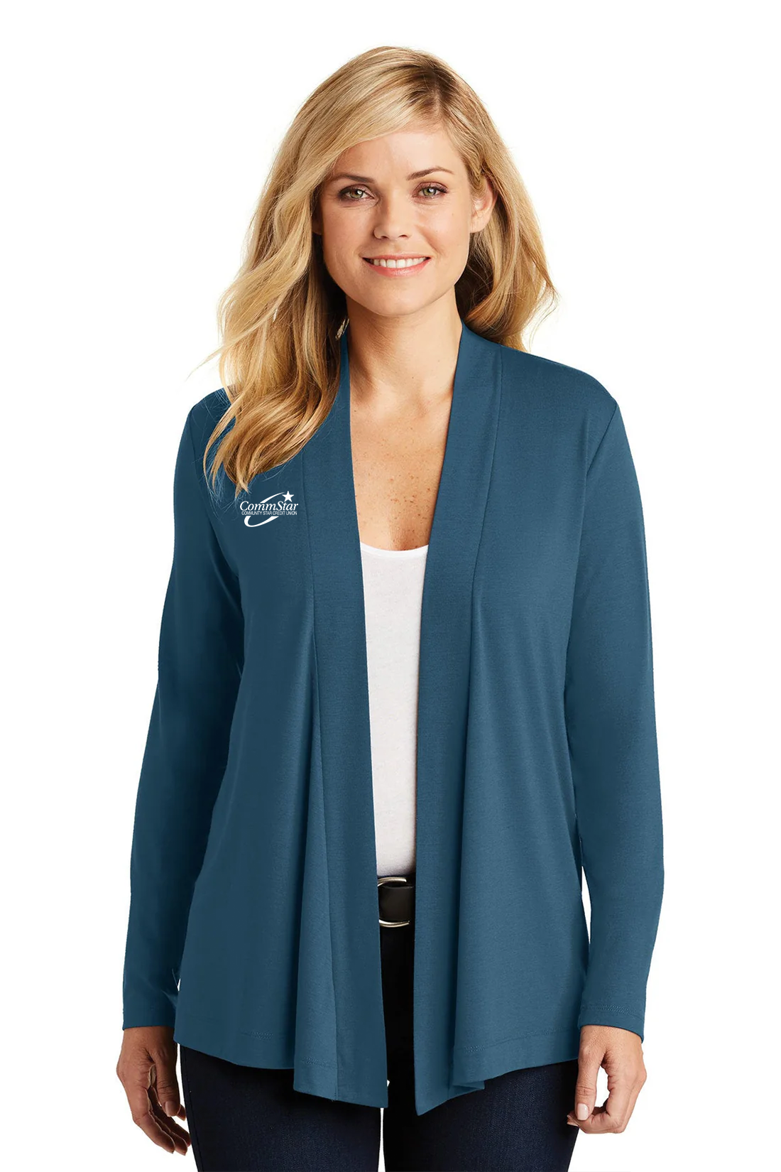 Port Authority Ladies Concept Knit Cardigan, Dusty Blue [CommStar Credit Union]