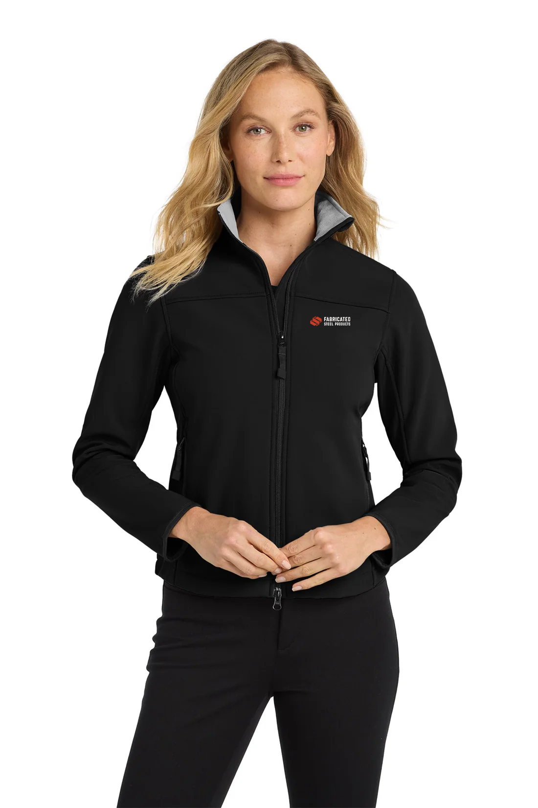 Port Authority Women's Glacier Soft Shell  Jacket, Black/ Chrome [Fabricated Steel Products]