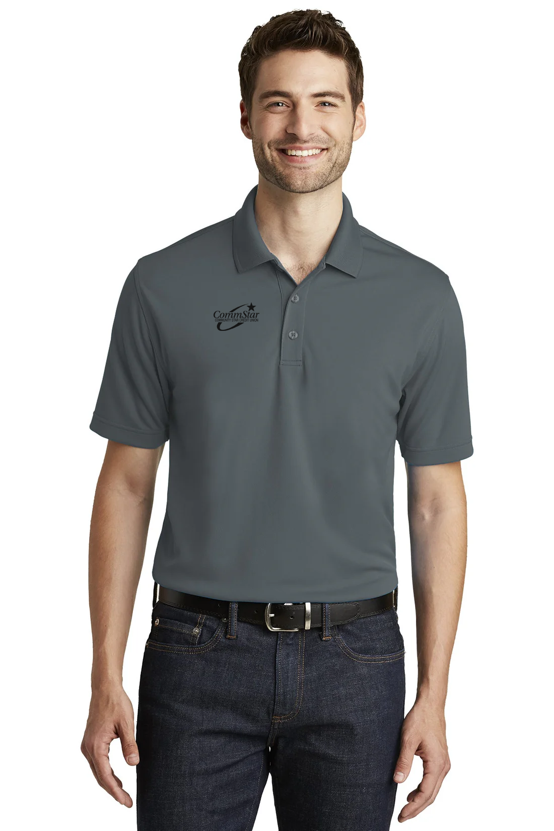 Port Authority Dry Zone UV Micro-Mesh Polo, Graphite [CommStar Credit Union]