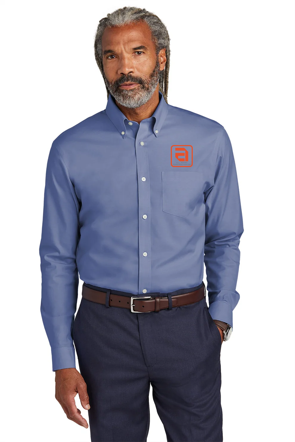 Brooks Brothers Wrinkle-Free Stretch Pinpoint Shirt, Cobalt Blue [AL Adams Construction]