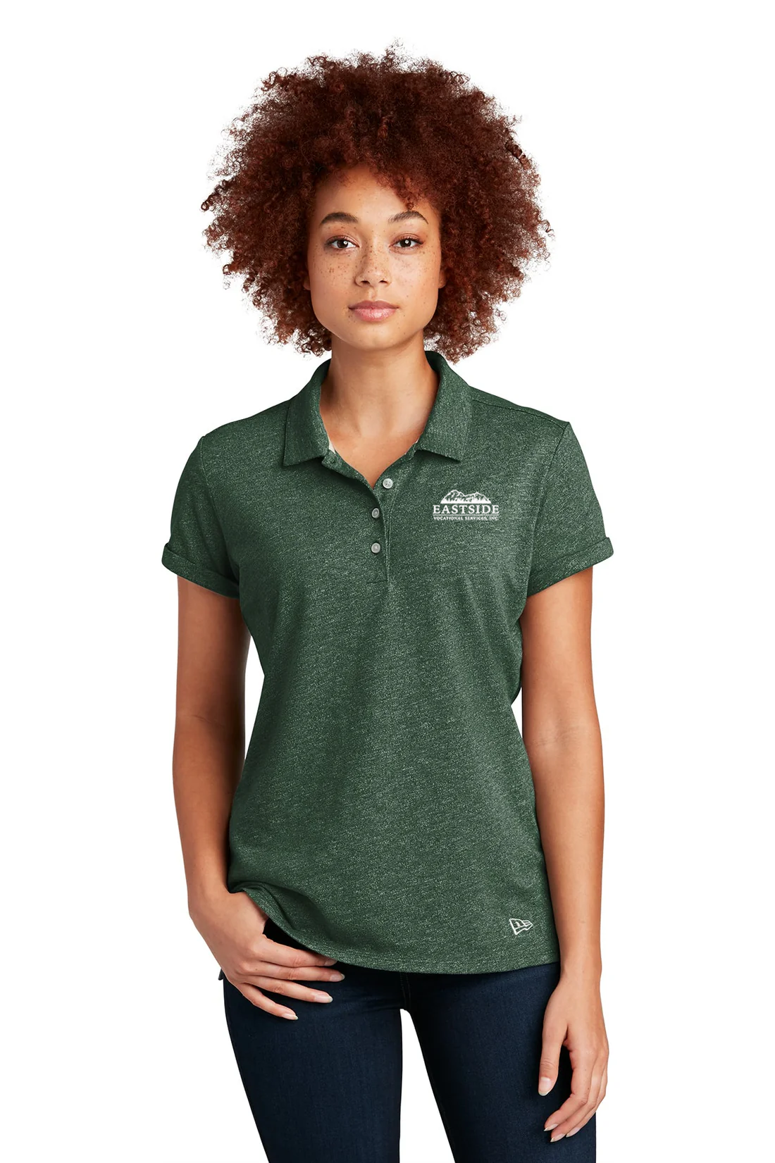 New Era Ladies Slub Twist Polo, Dark Green Twist [Eastside Vocational Services, Inc.]
