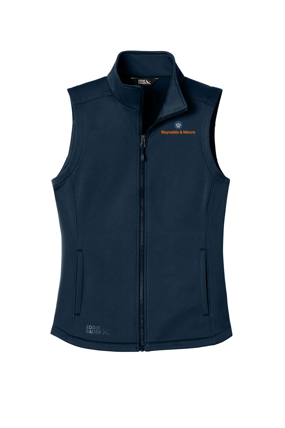 Eddie Bauer Womens Smooth Mid Layer Fleece Vest, River Blue Navy - Embroidery [Reynolds and Moore]