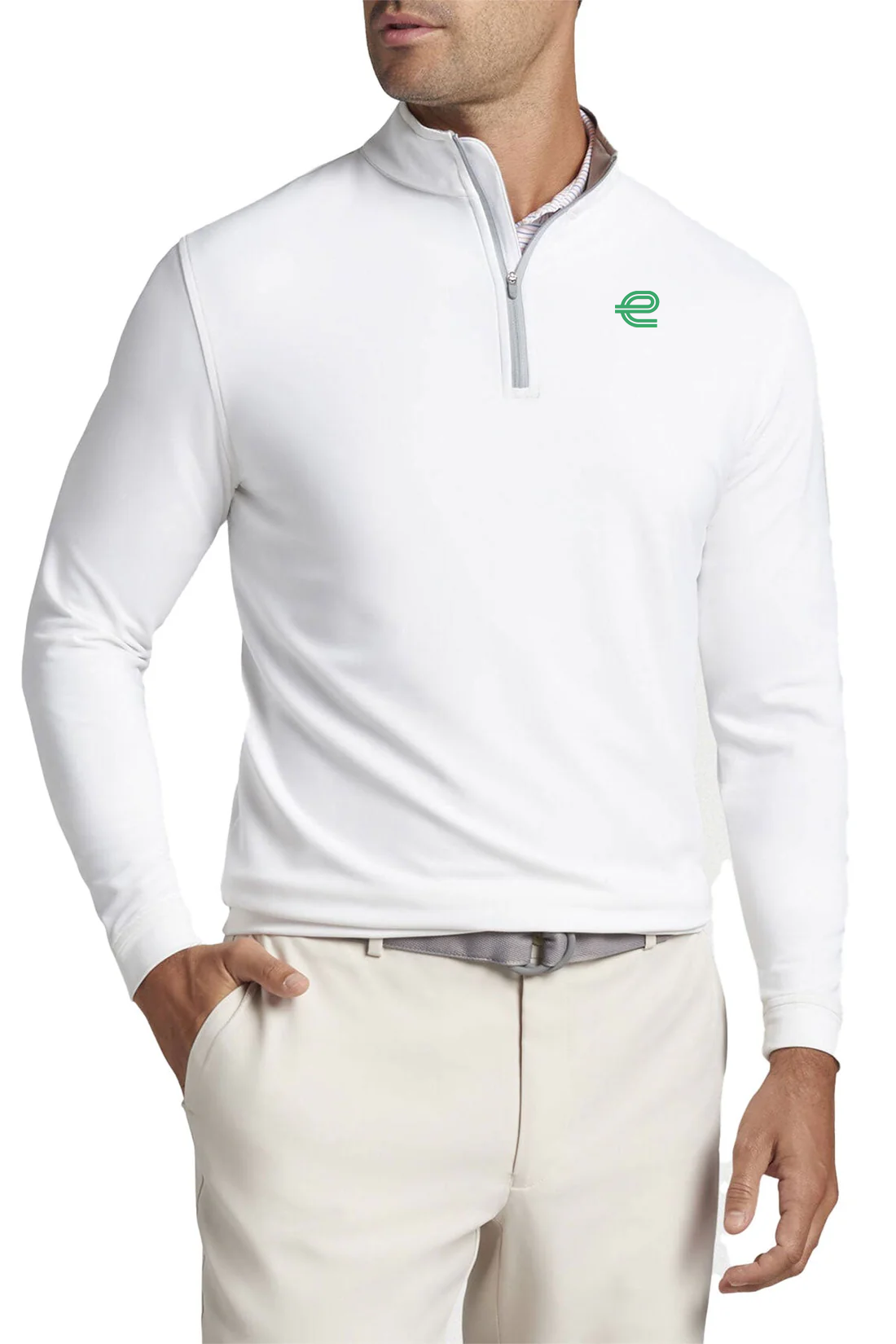 Peter Millar Perth Stretch Terry Quarter Zip, White [Enterprise Mobility]