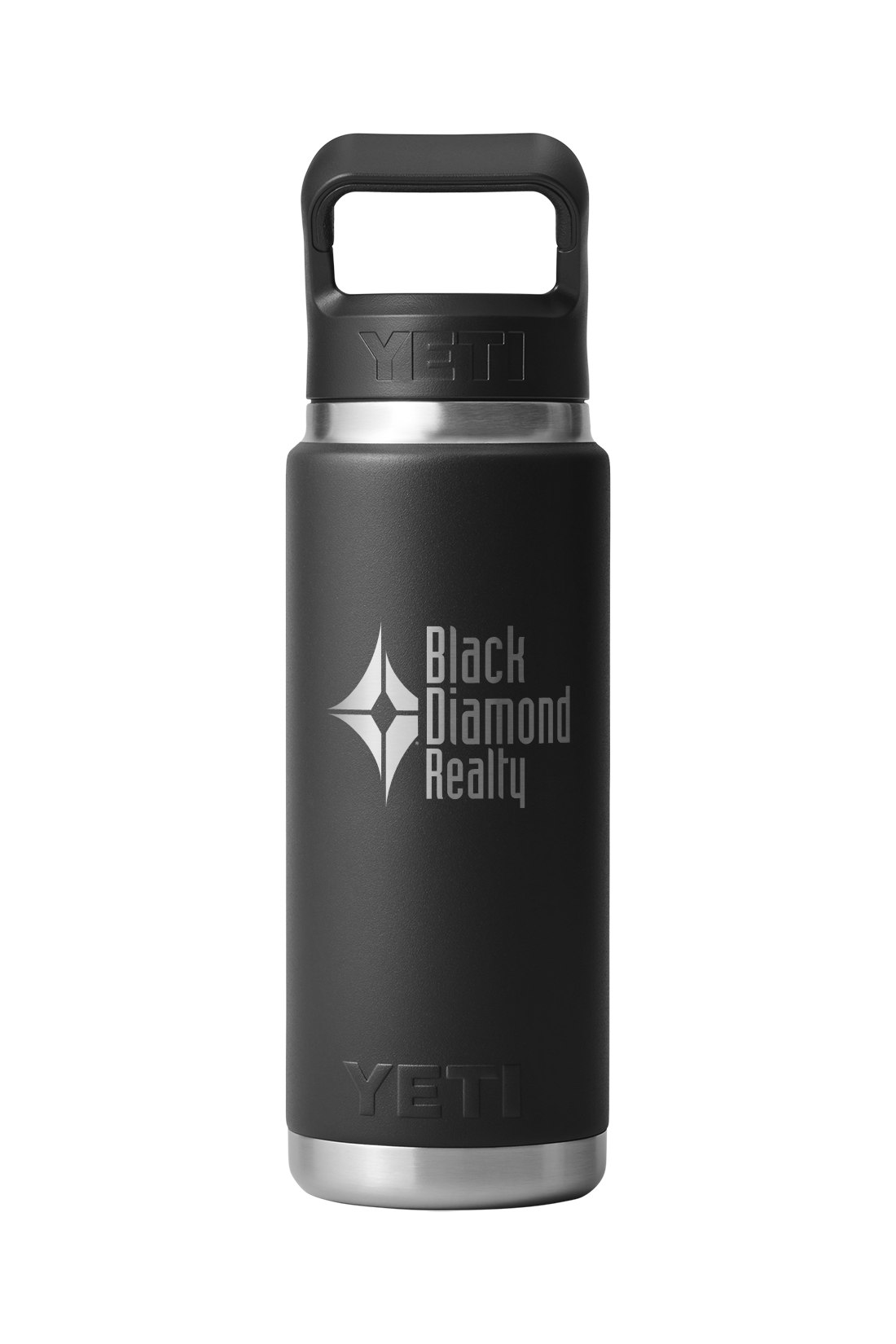 Yeti Rambler 26 Oz Water Bottle With Straw Cap, Black [Black Diamond Realty]