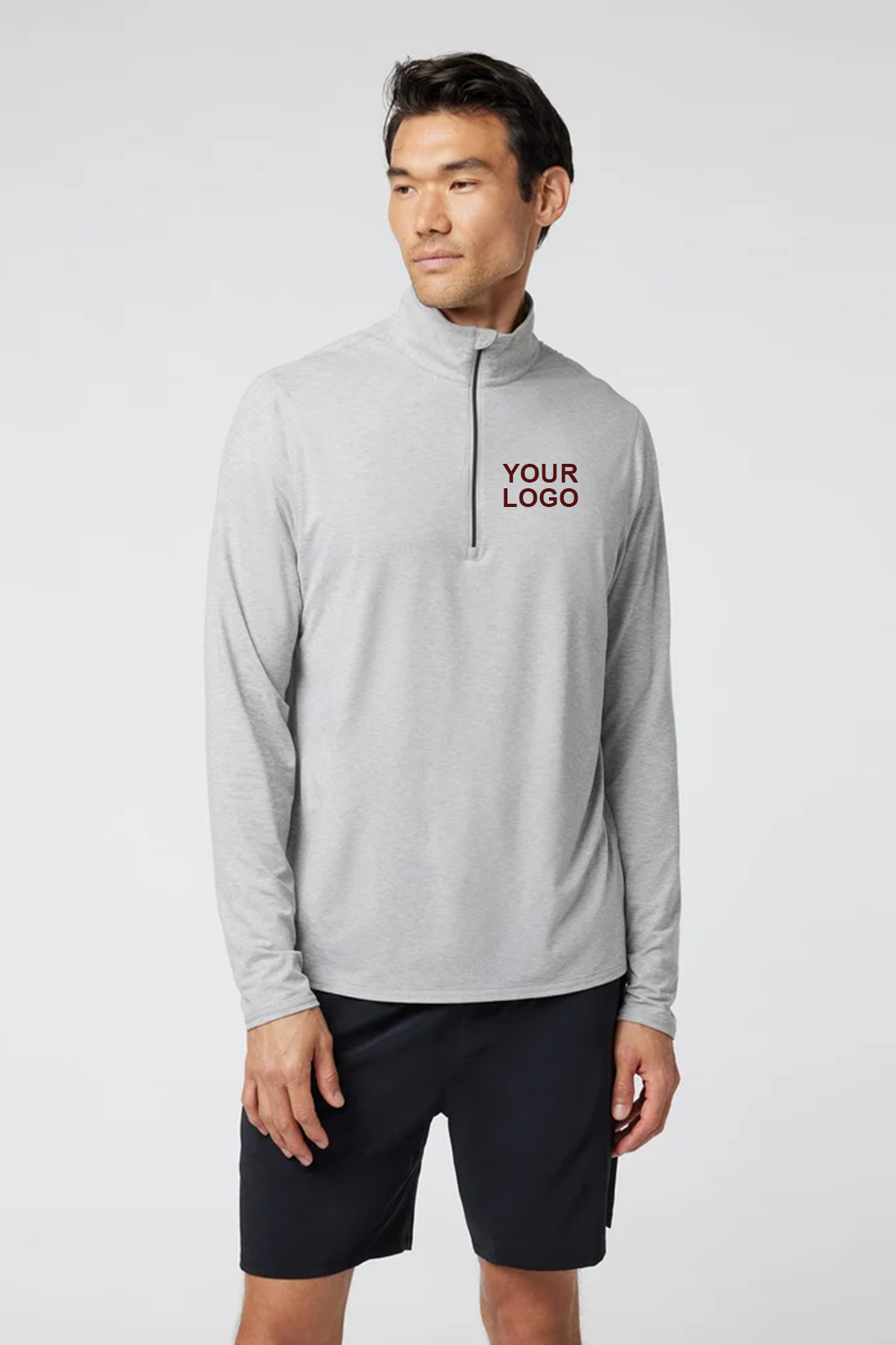 Vuori Men's 2.0 Ease Performance Custom 1/2 Zips, Light Heather Grey