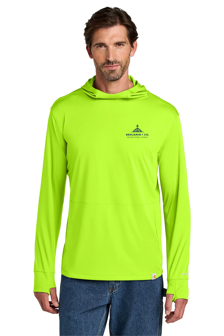 Carhartt Force Sun Defender Long Sleeve Hooded T-Shirt, Brite Lime [Benjamin and Company]
