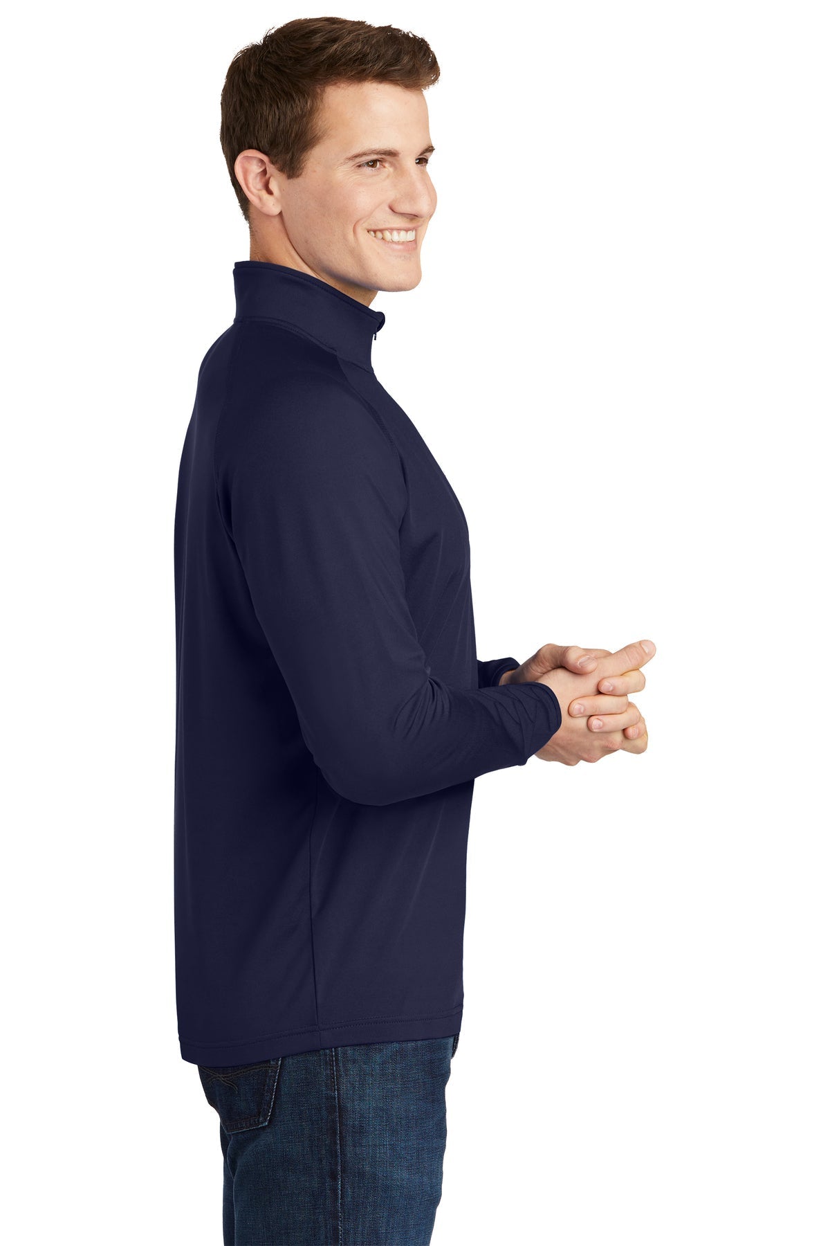 Sport-Tek Sport-Wick Stretch Branded 1/2-Zip Pullovers, True Navy [The Braff Group]