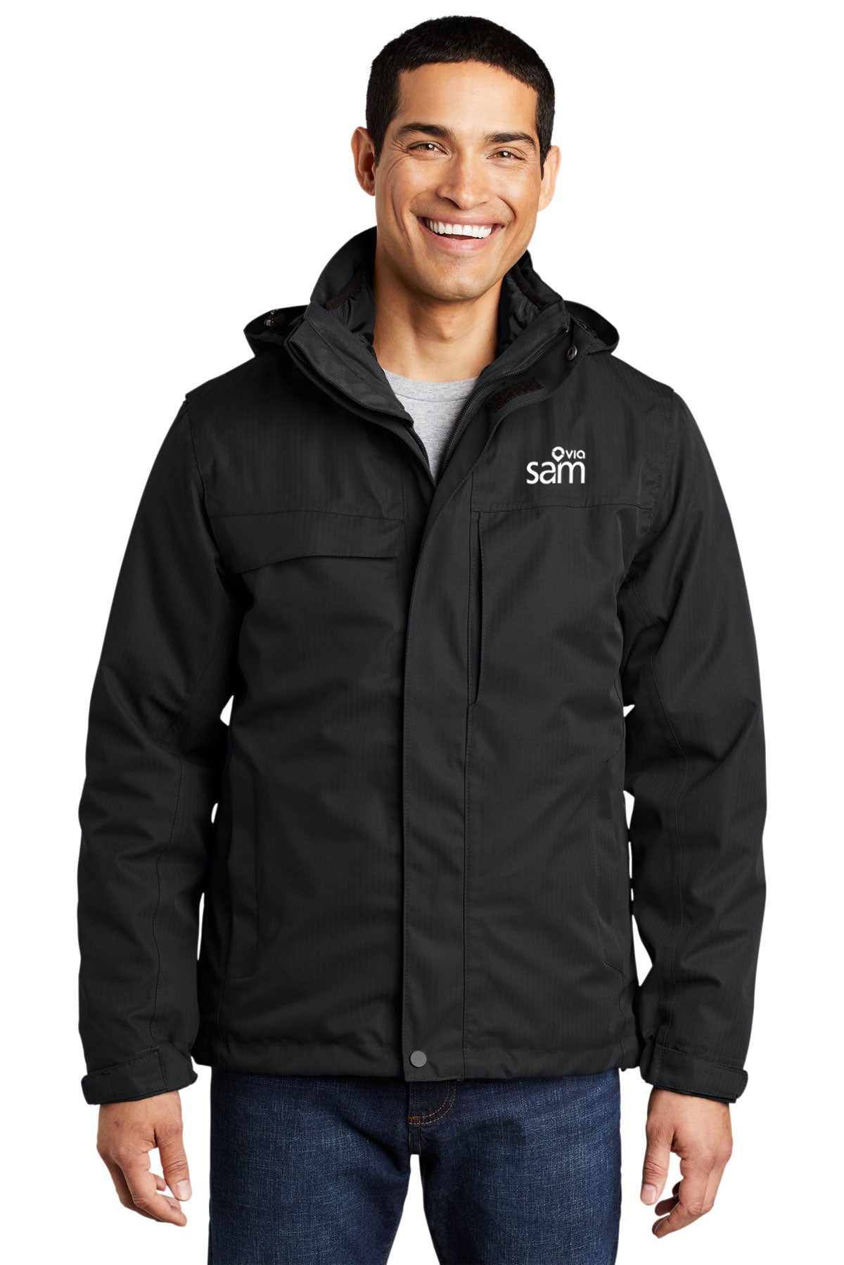 Port Authority Herringbone Customized 3-in-1 Parkas, Black [Via Transportation / Sioux Area Metro]