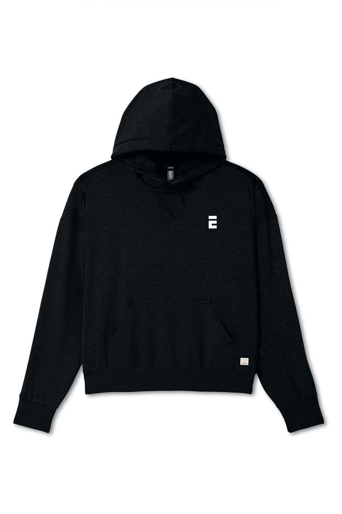 Vuori Women's Halo Modern Pullover Hoodie, Black Heather [Executive Construction]