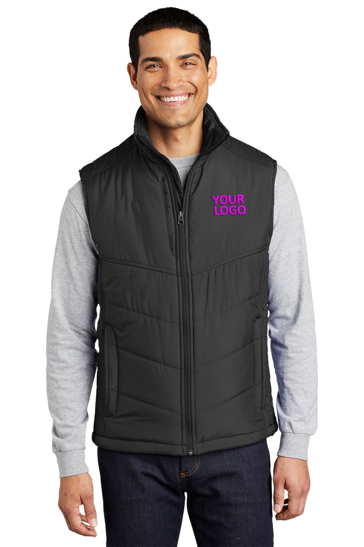 Port Authority Puffy Customized Vests, Black/Black [WINCO Construction Company]
