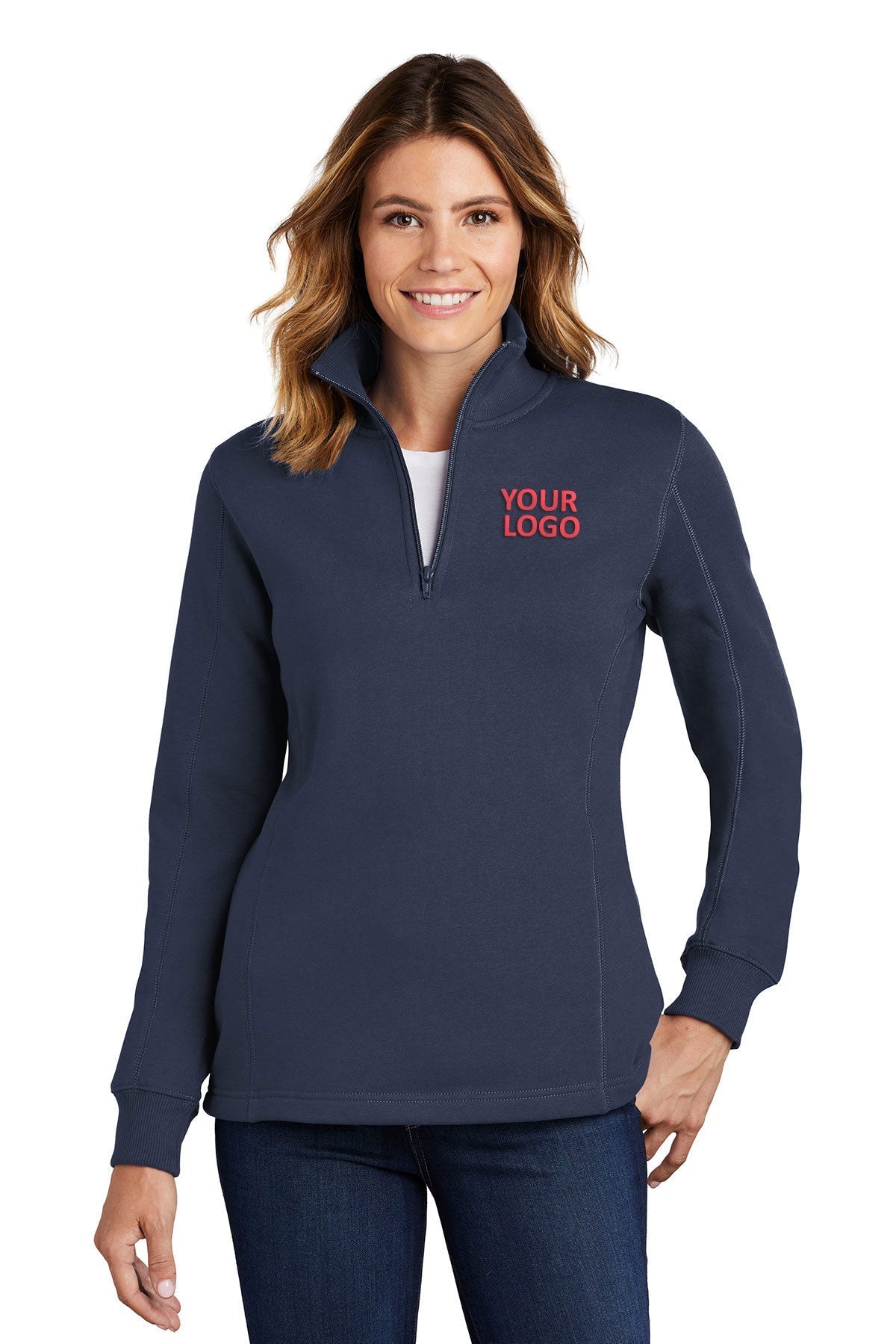Sport-Tek Ladies Customized 1/4-Zip Sweatshirts, True Navy [CarePartners PACE]