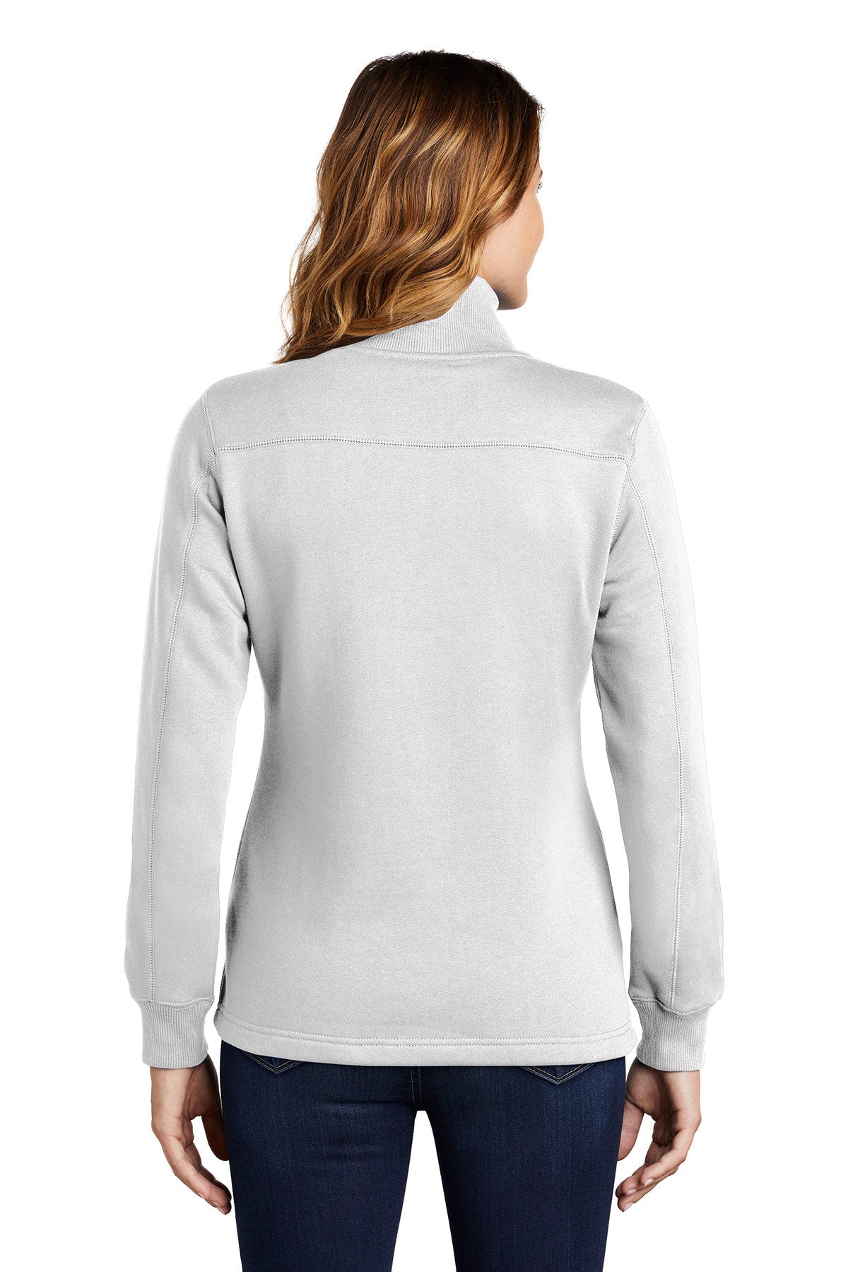Sport-Tek Ladies Branded 1/4-Zip Sweatshirts, White [Horizontal]