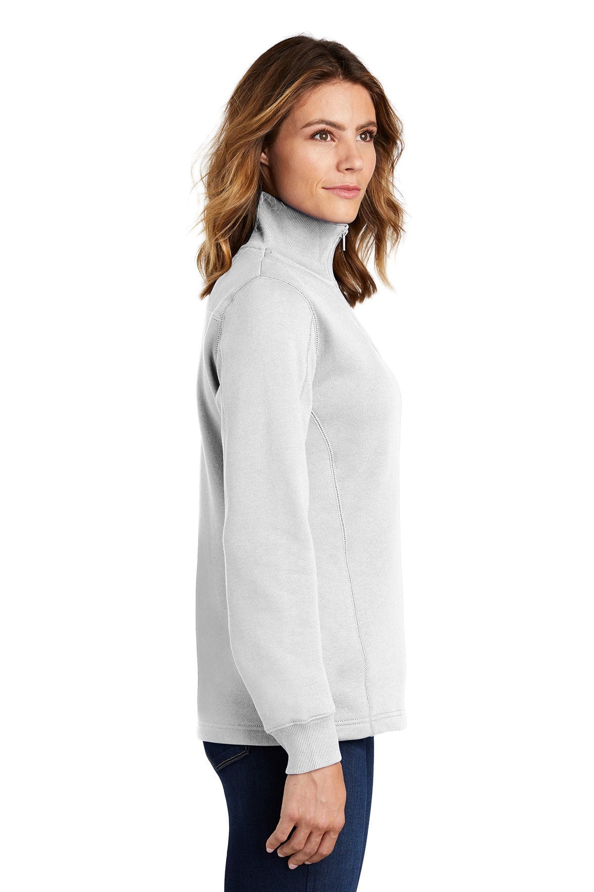 Sport-Tek Ladies Branded 1/4-Zip Sweatshirts, White [Horizontal]