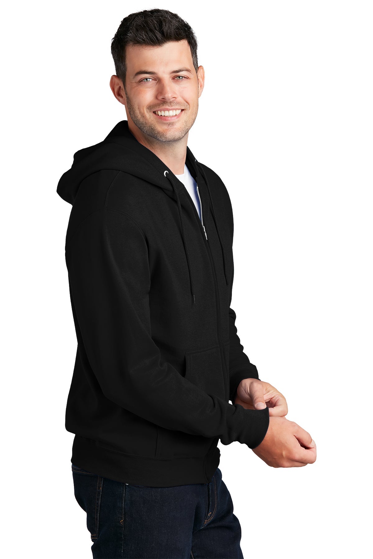 Port & Company Core Fleece Branded Zip Hoodies, Jet Black [Pantry]