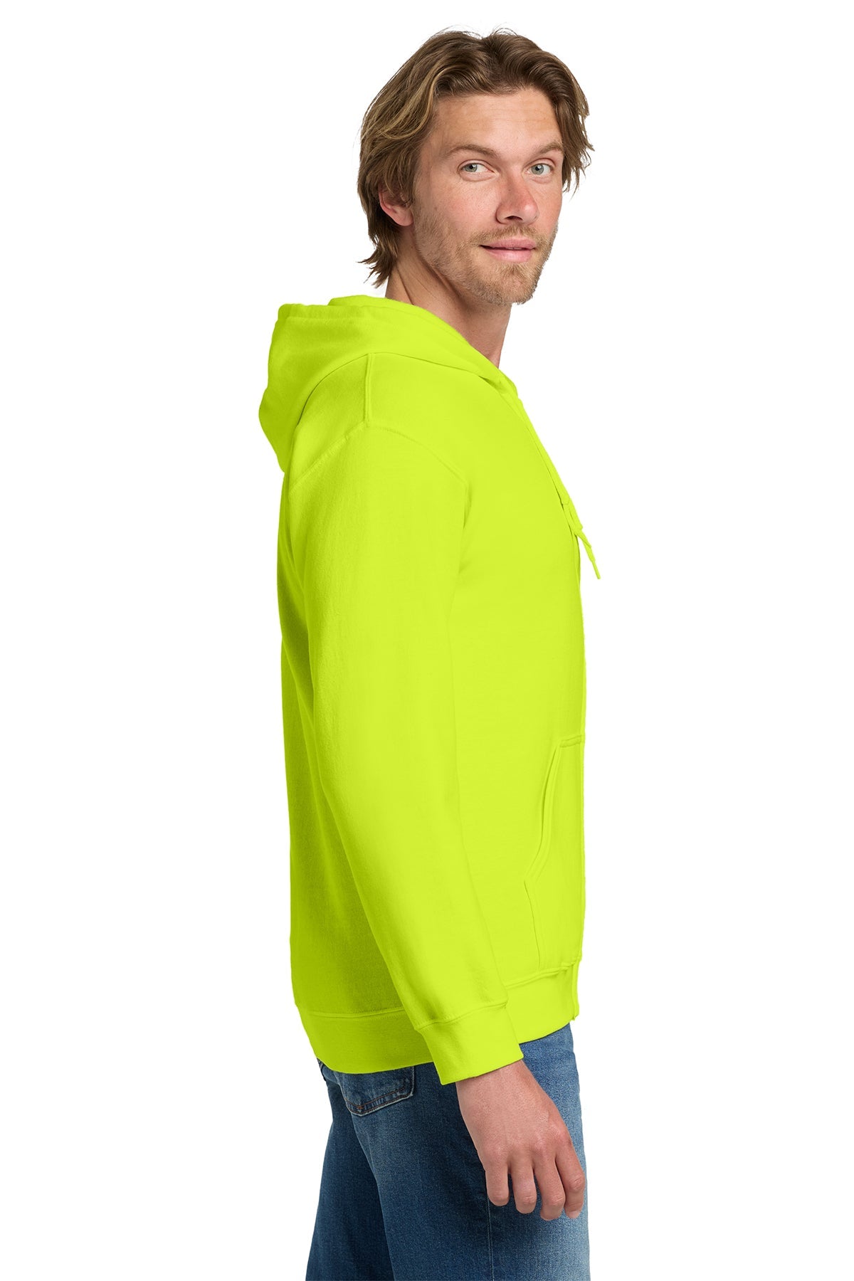 Gildan Heavy Blend Full Zip Hooded Sweatshirt Safety Green