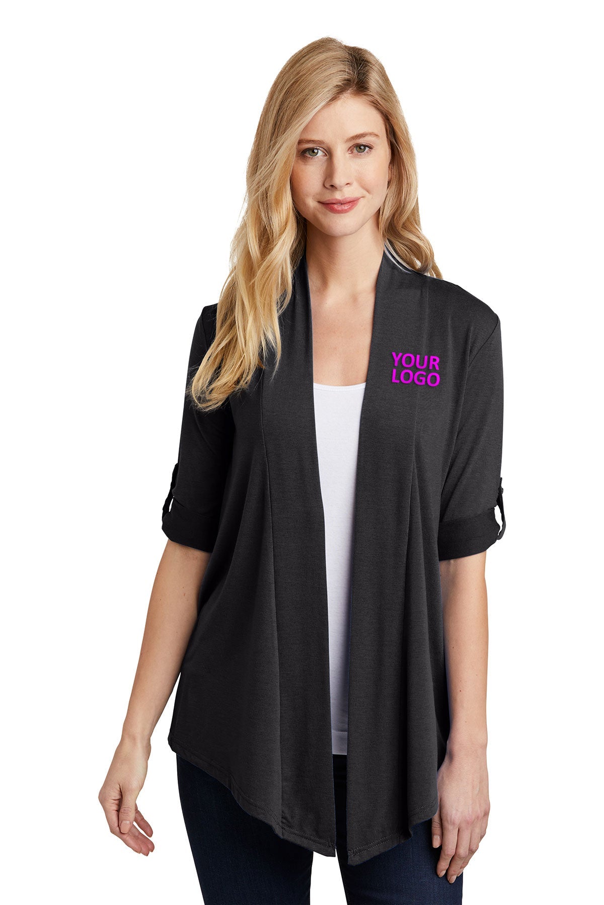 Port Authority Ladies Customized Concept Shrugs, Grey Smoke [Orange by Fooda]