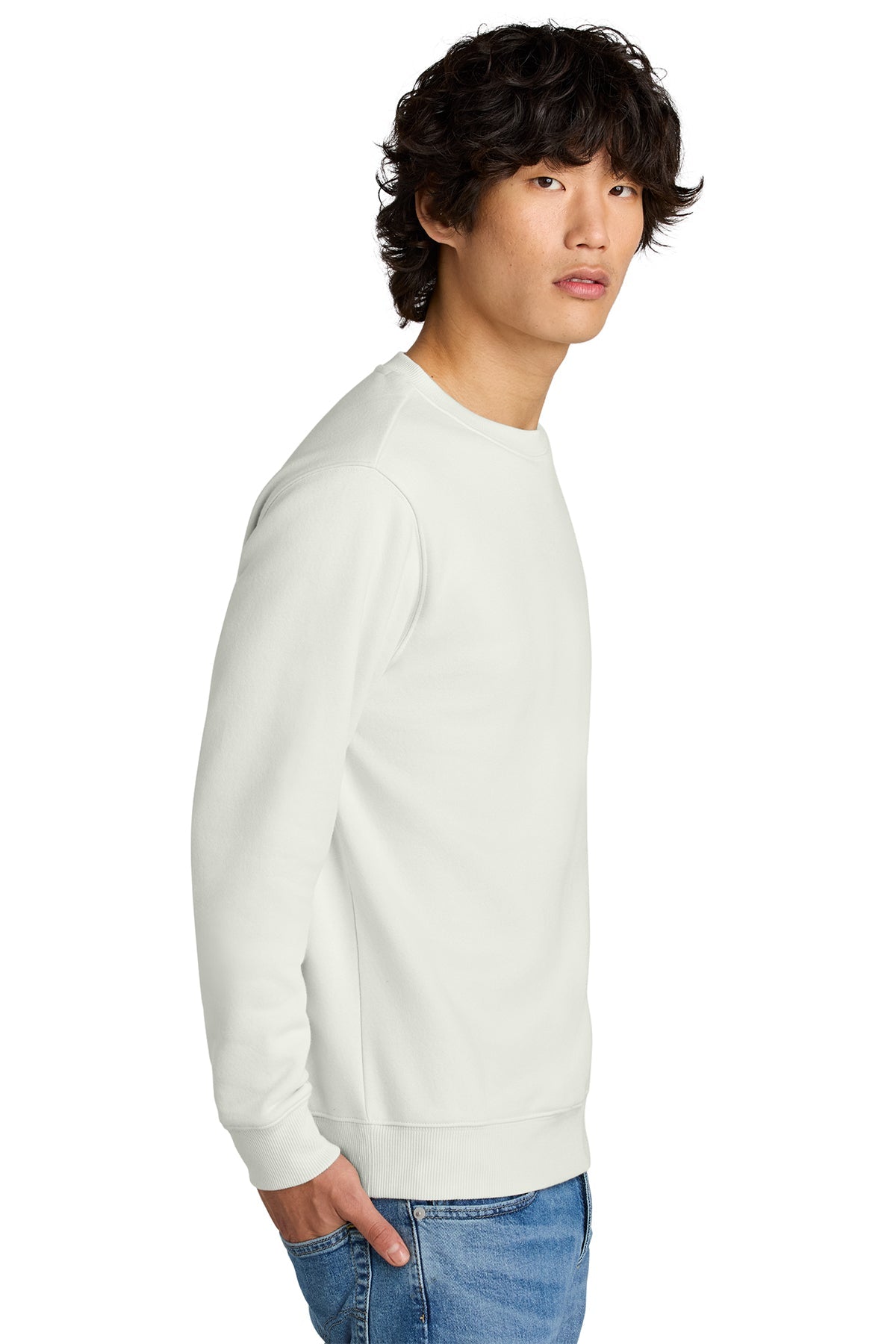 District Perfect Weight Fleece Custom Crews, White Onyx [August Grooming]