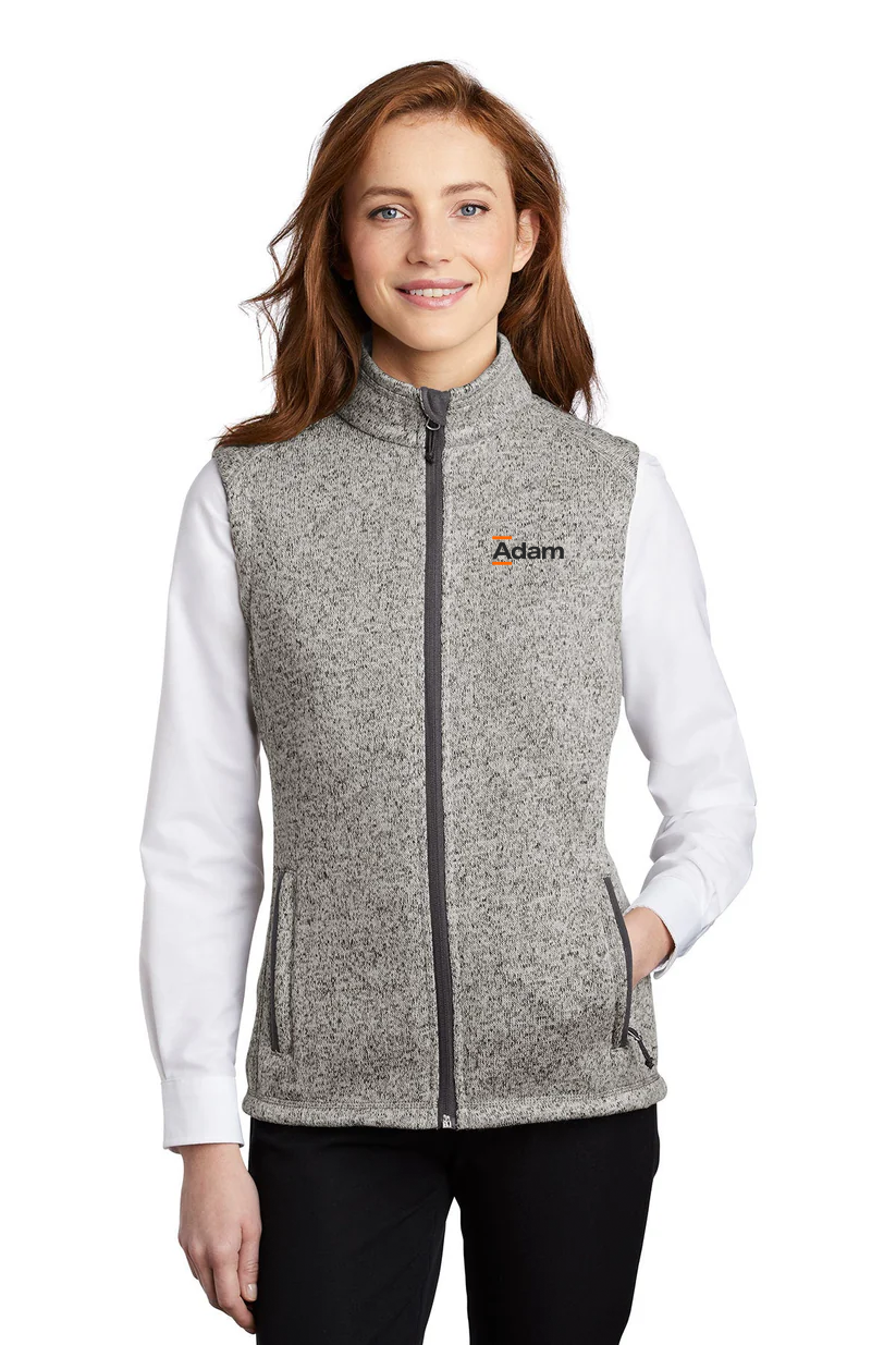 Port Authority Ladies Sweater Fleece Vest, Grey Heather [Adam Equipment]