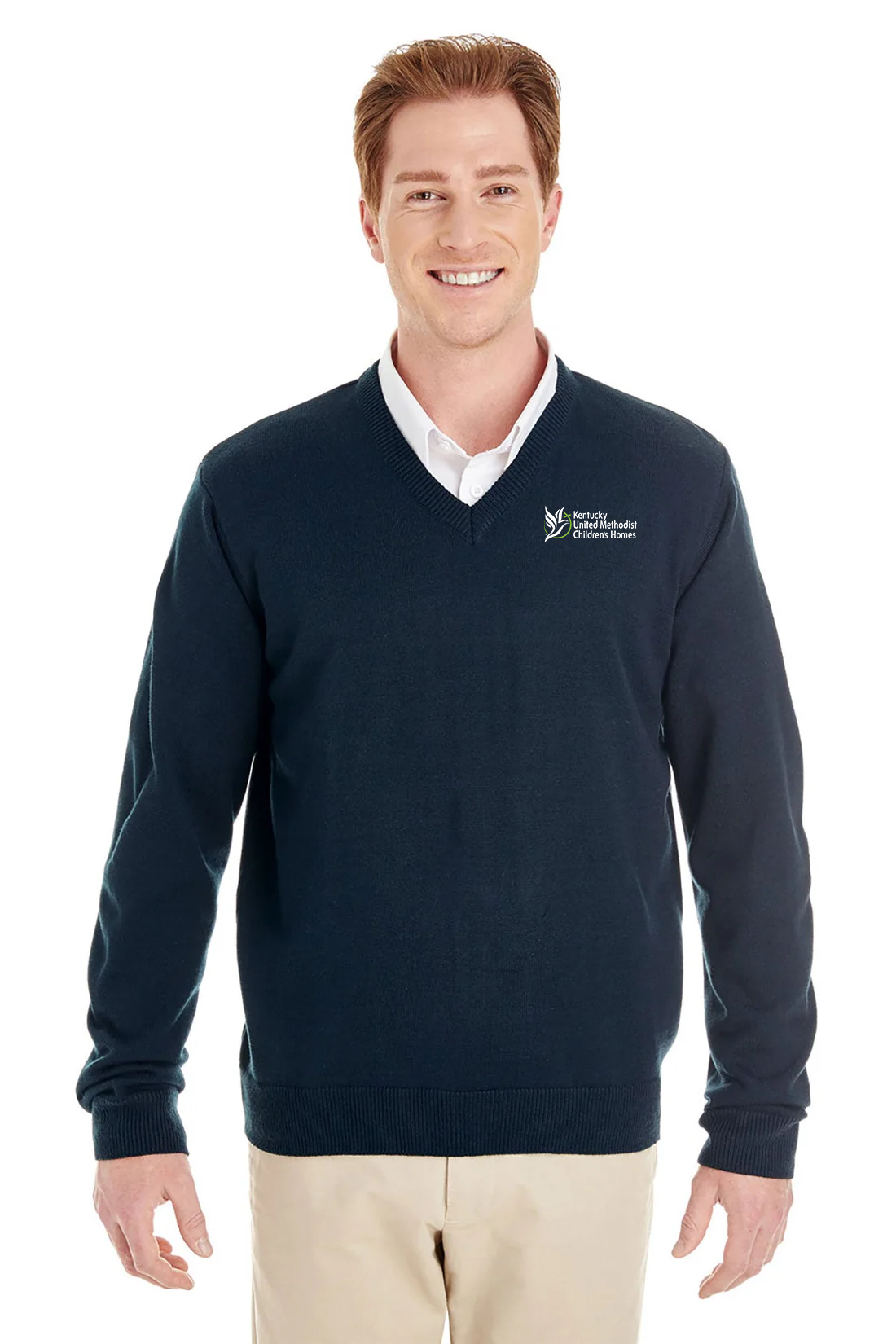 Harriton Pilbloc V-Neck Sweater, Dark Navy [Kentucky United Methodist Children's Homes]