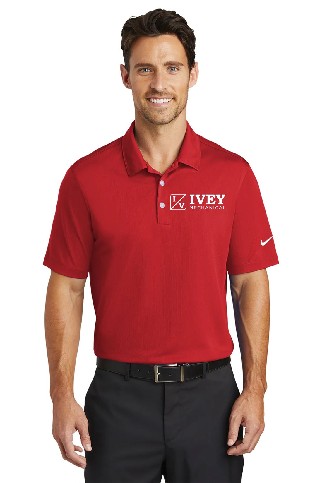 Nike Dri-FIT Vertical Mesh Polo, University Red [Ivey Mechanical Company]