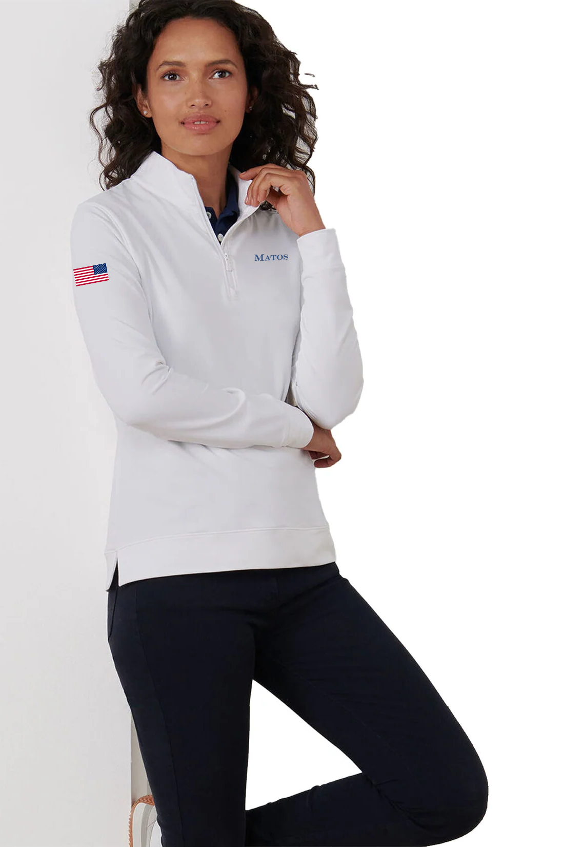 Peter Millar Womens Perth Performance Quarter-Zip, White [Matos Builders]