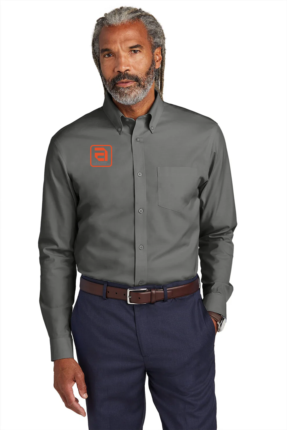 Brooks Brothers Wrinkle-Free Stretch Pinpoint Shirt, Deep Black [AL Adams Construction]