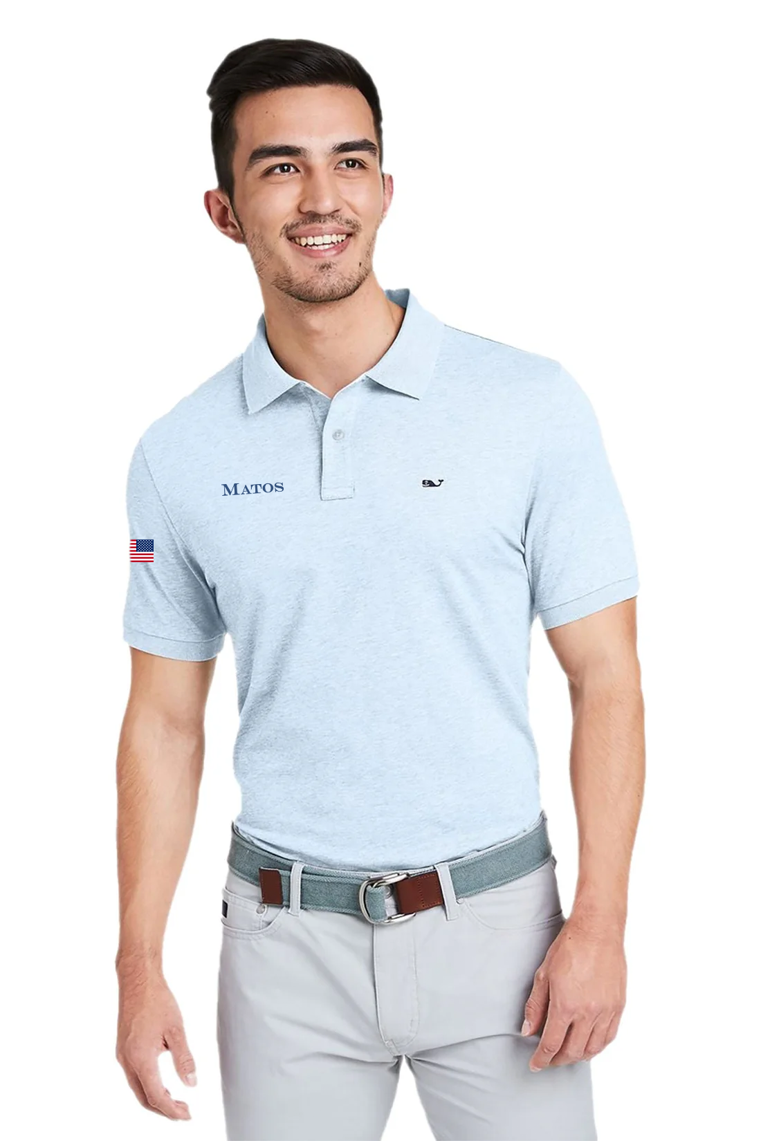 Vineyard Vines Mens Edgartown Pique Polo, Jake Blue [Matos Builders]
