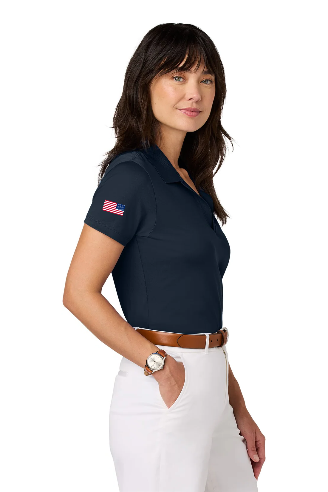 Brooks Brothers Womens Mesh Pique Performance Polo, Navy Blazer [Matos Builders]