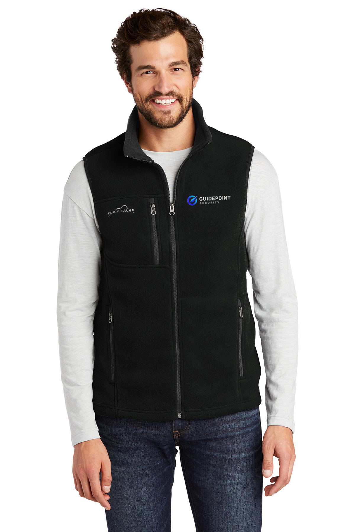 Eddie Bauer Branded Fleece Vest, Black [GuidePoint Security]