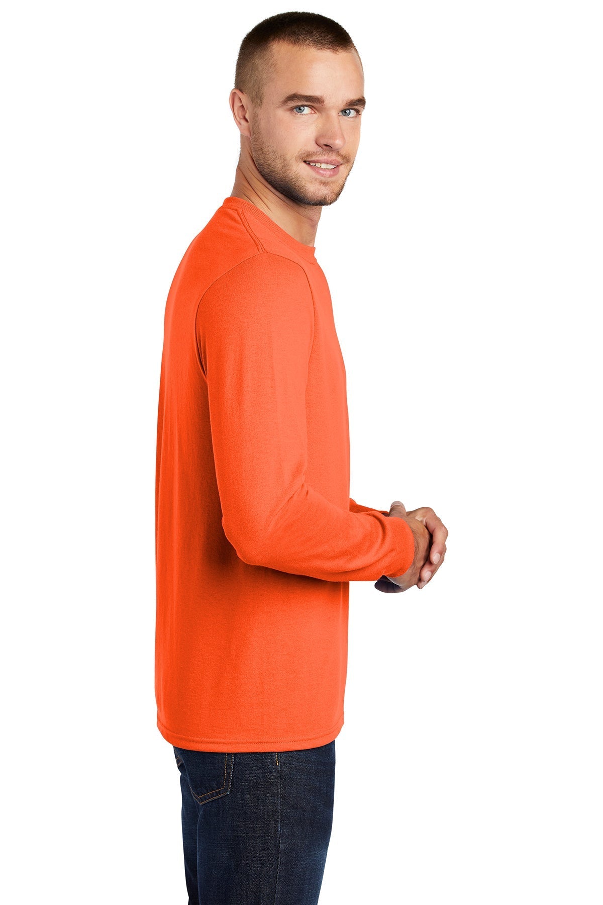 Port & Company Long Sleeve Branded Core Blend Tee's, Safety Orange [Northern Lights Locating & Inspection]
