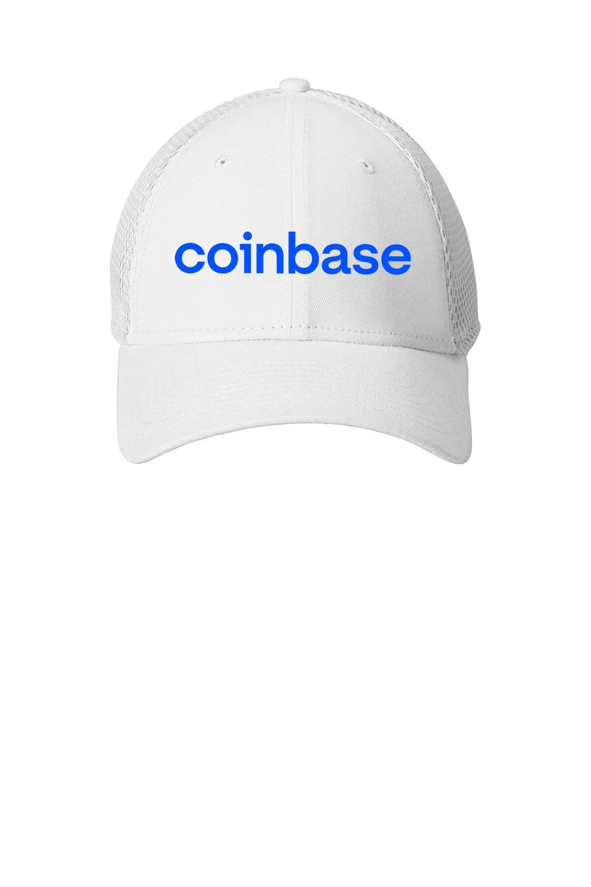 New Era Stretch Mesh Custom Caps, White [Coinbase]