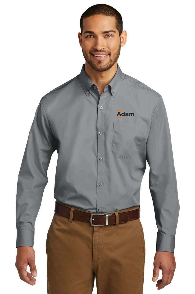 Port Authority Carefree Poplin Shirt, Gusty Grey [Adam Equipment]