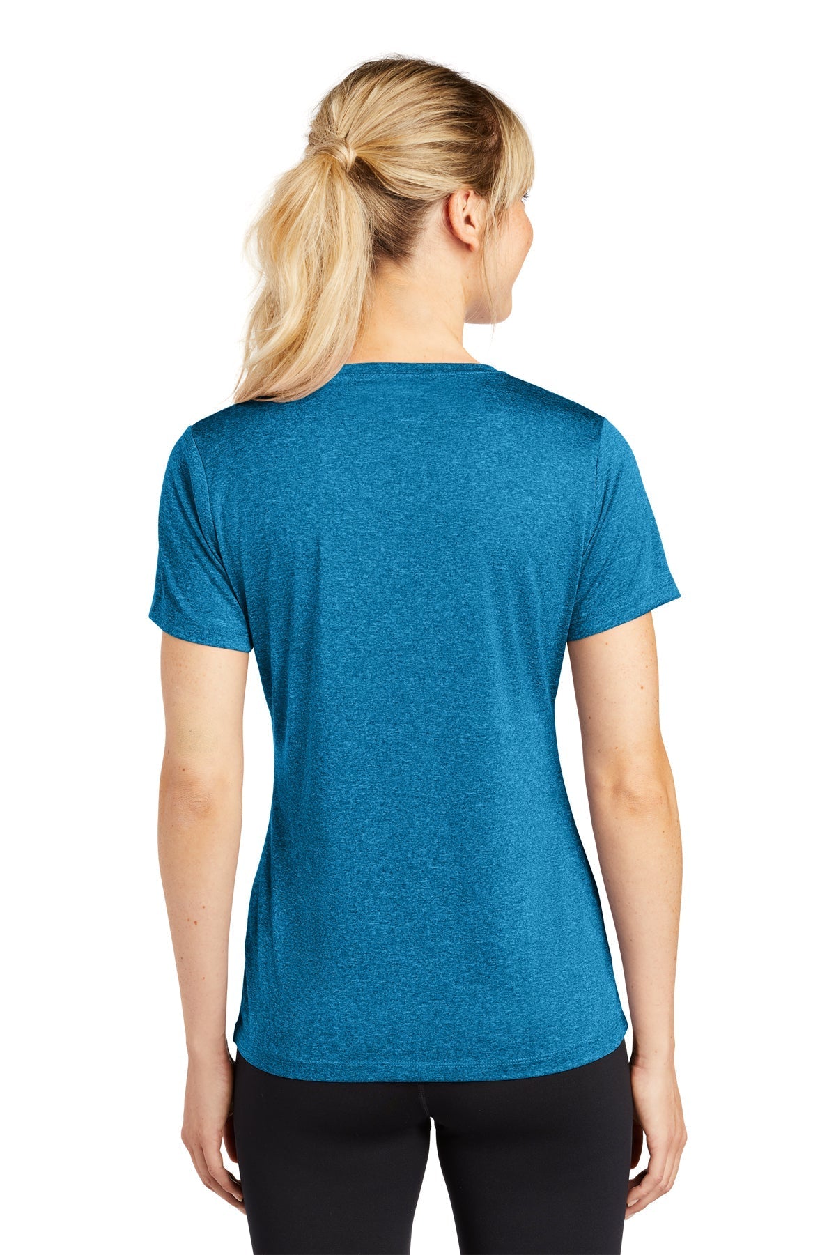 Sport-Tek Ladies Heather Contender Customized Scoop Neck Tee's, Blue Wake Heather [AMERILODGE GROUP]