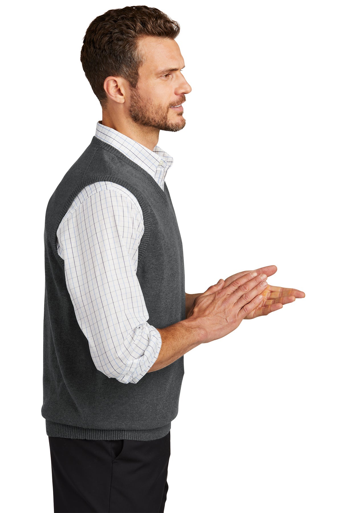 Port Authority Customized Sweater Vests, Charcoal Heather [Control Risks]