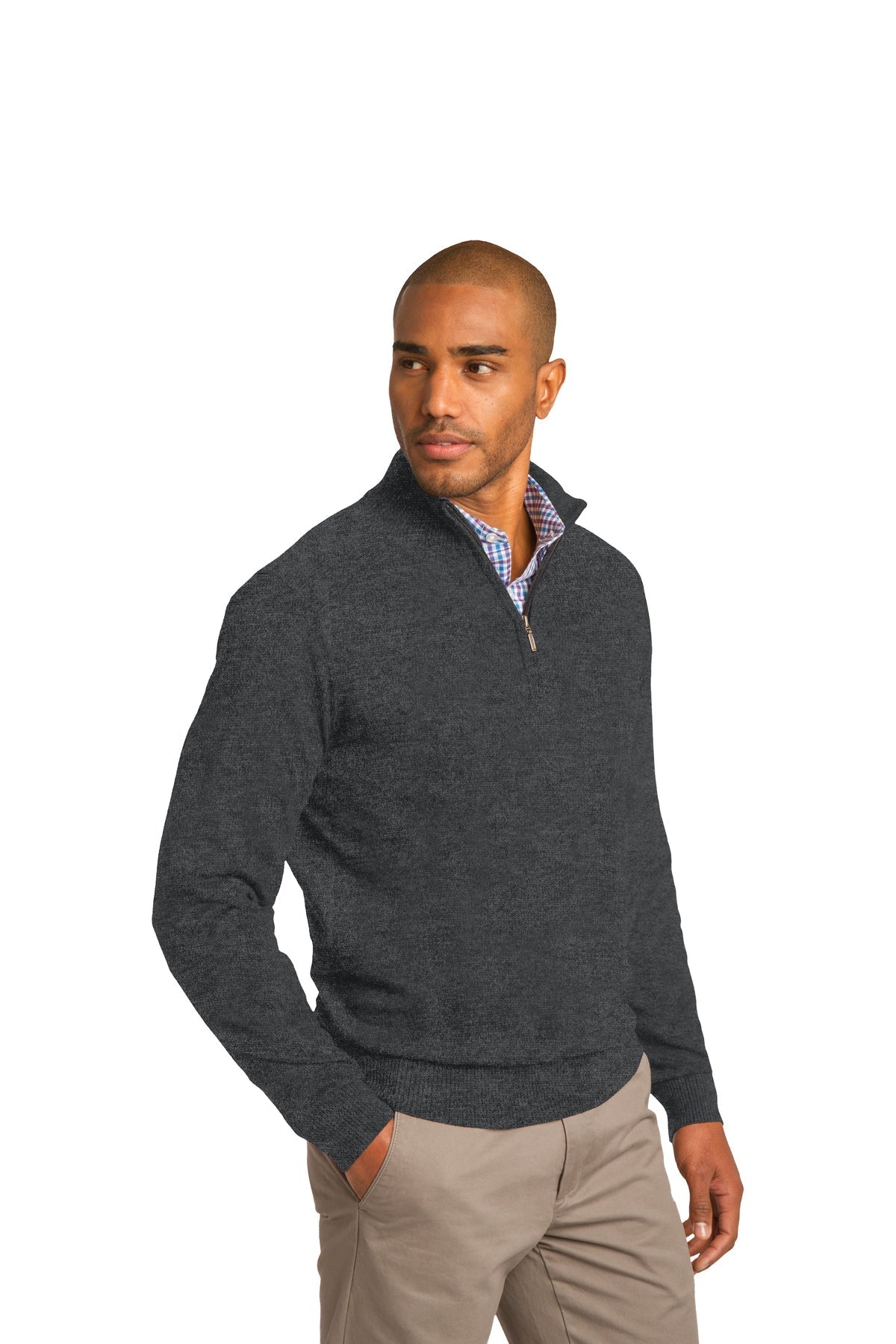 Port Authority 1/2-Zip Branded Sweaters, Charcoal Heather [Orange by Fooda]