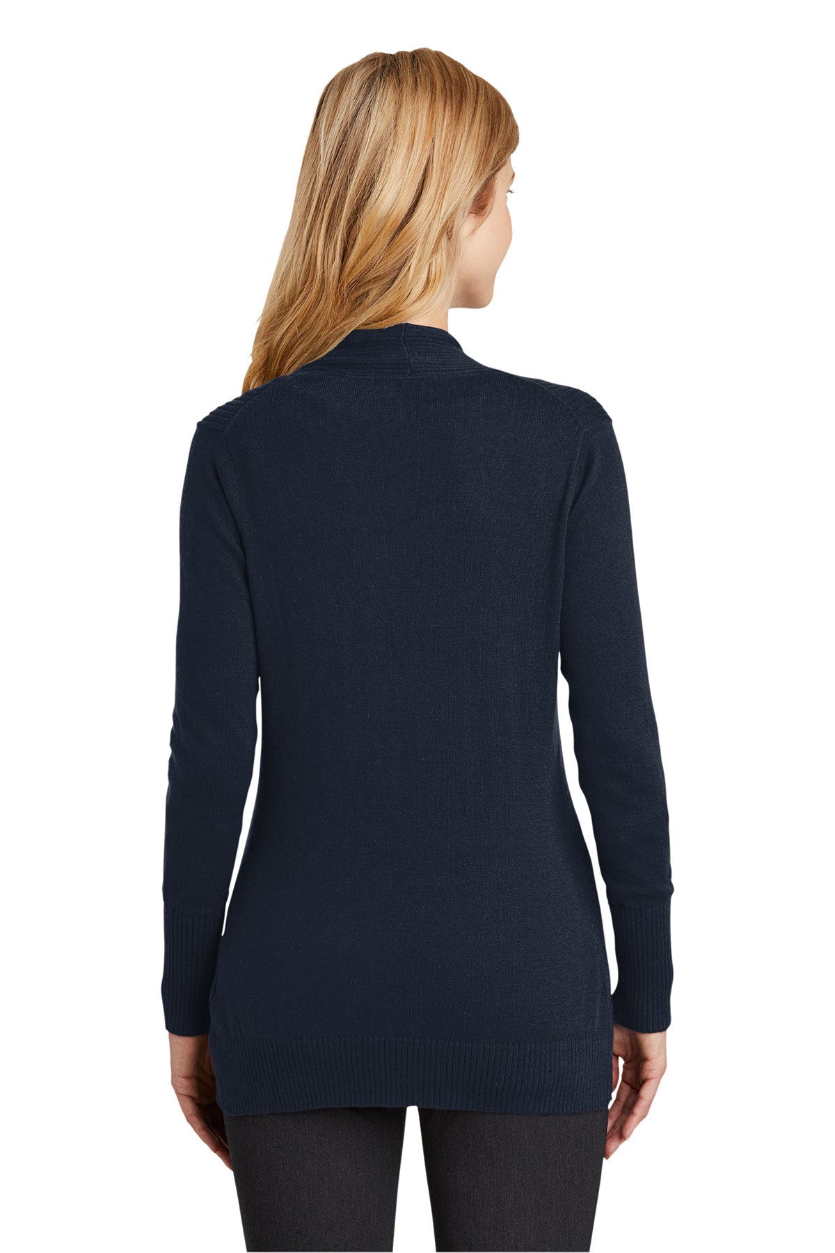 Port Authority Ladies Open Front Custom Cardigan Sweaters, Navy [Orange by Fooda]