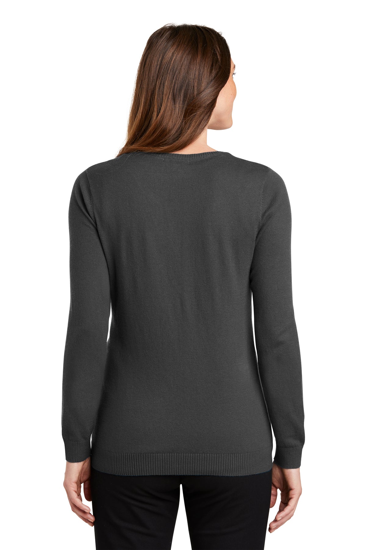 Port Authority Ladies Cardigan Customized Sweaters, Charcoal Heather [Orange by Fooda]