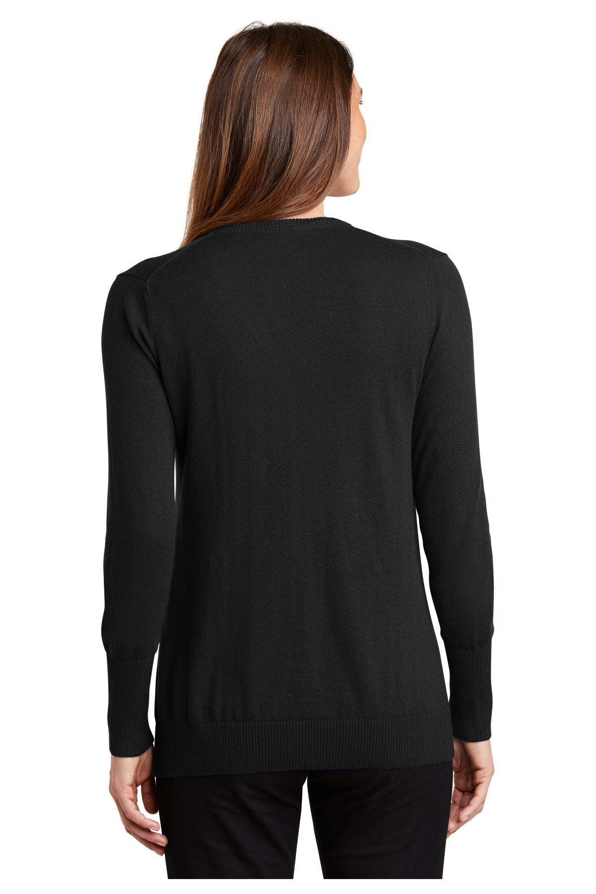 Port Authority Ladies V-Neck Customized Sweaters, Black [CommStar Credit Union]