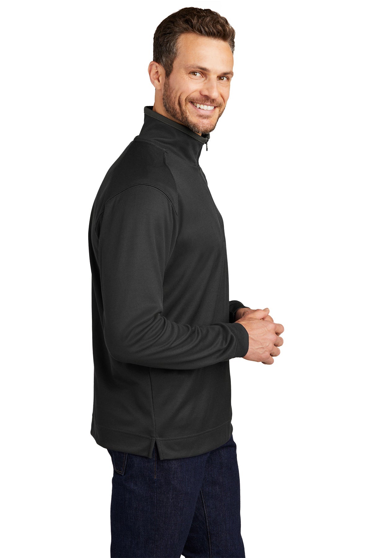 Port Authority Vertical 1/4-Zip, Black/ Iron Grey [Black Diamond Realty]