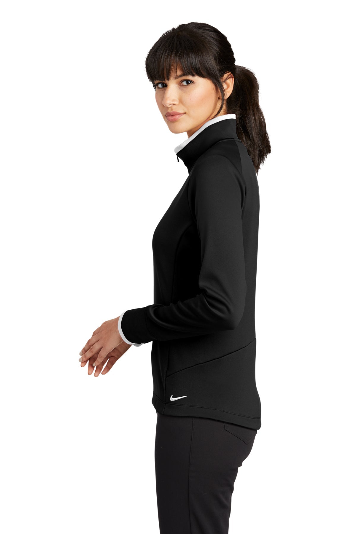 Nike Ladies Dri-FIT Custom Quarter Zip Cover-Ups, Black/ White [ACI Jet Uniforms]