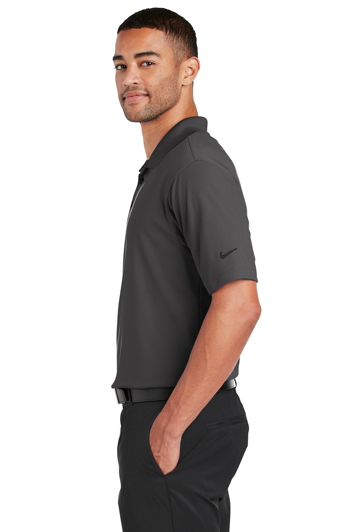 Nike Tall Dri-FIT Micro Pique Customized Polos, Anthracite [Baynum Solutions]