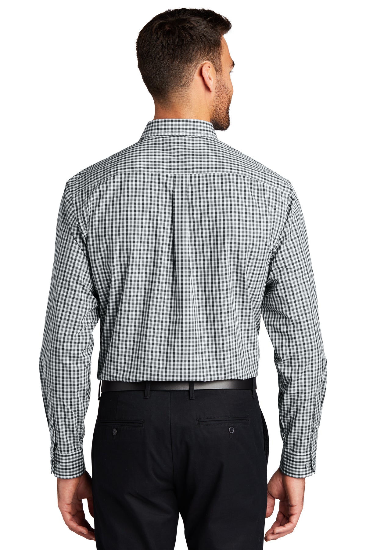Port Authority Gingham Easy Care Custom Shirts, Black/ Charcoal [Fooda]
