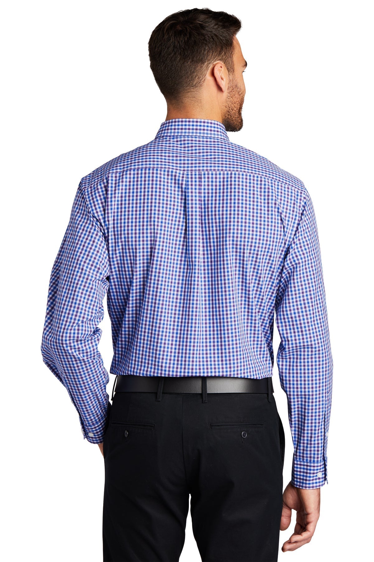 Port Authority Gingham Easy Care Custom Shirts, Blue/ Purple [Fooda]